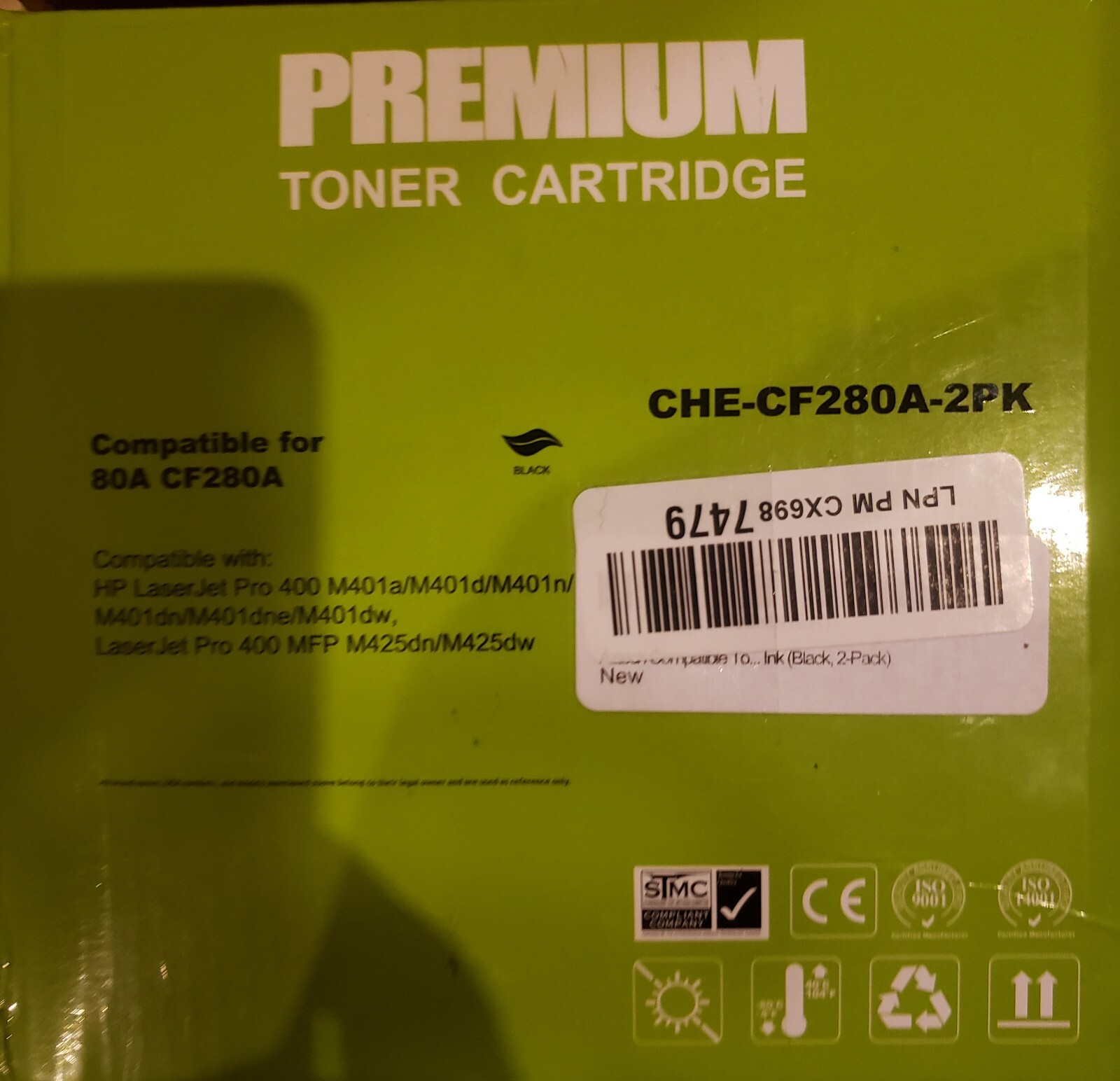 Aztech Compatible Toner Cartridge Replacement for HP 80A CF280A 80X CF280X 2pk