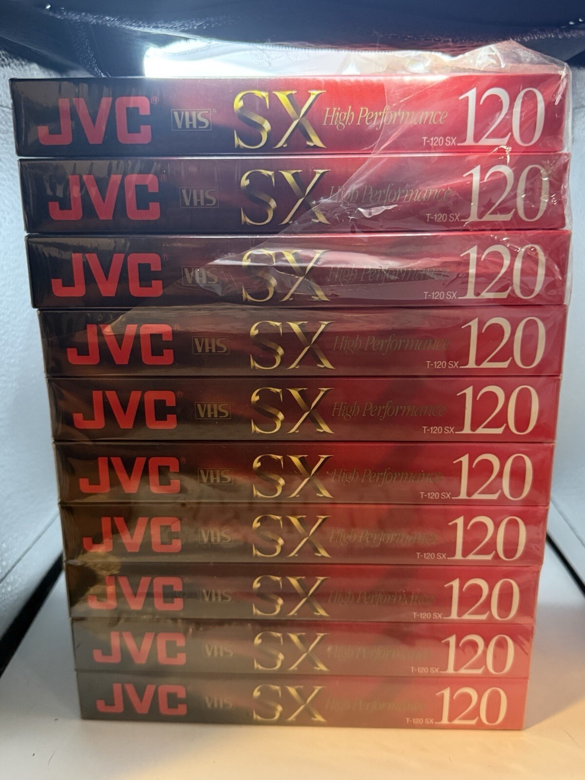 Lot of 10 JVC T-120 SX High Performance Blank VHS Tapes New Factory Sealed NOS
