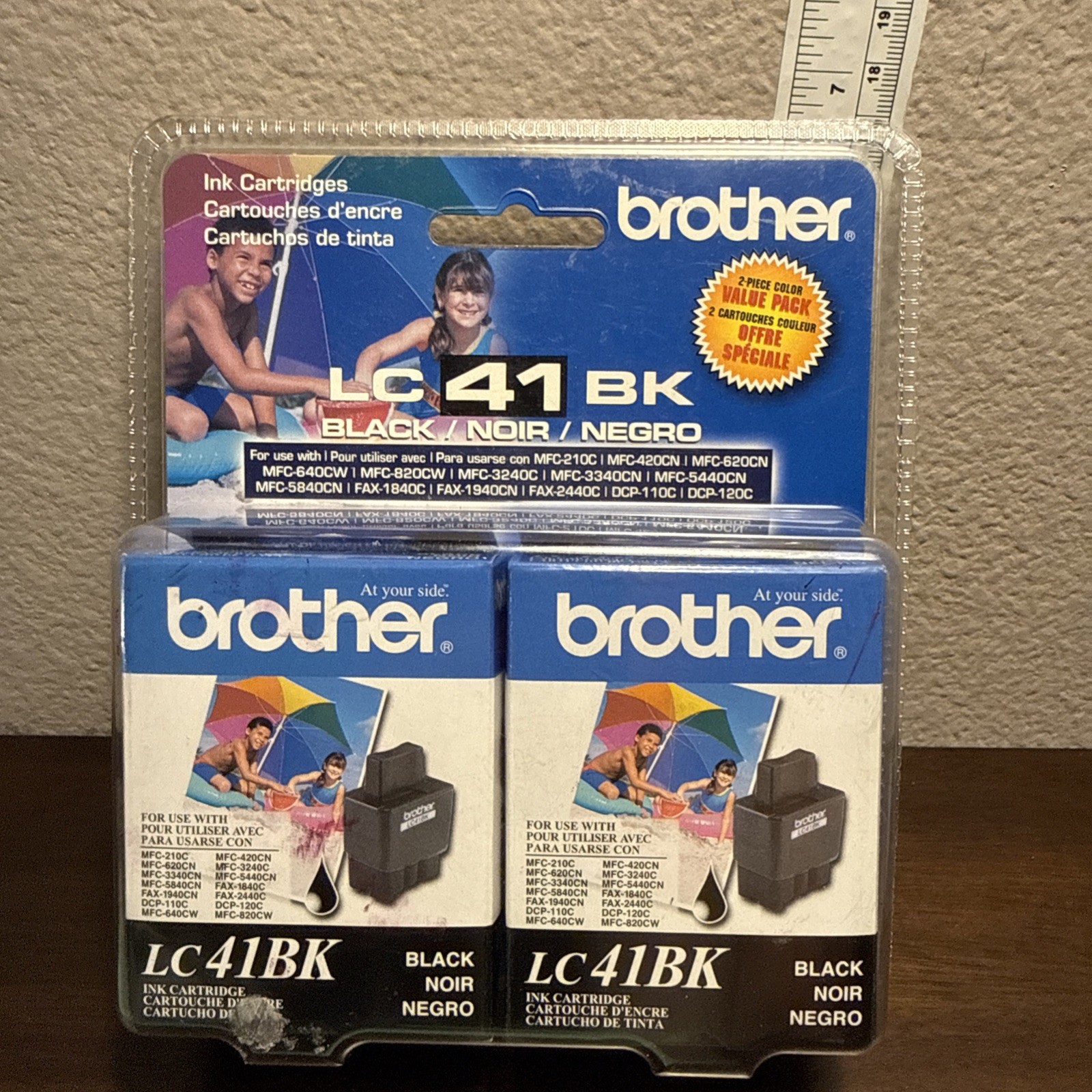 Brand New 2 BROTHER BLACK LC41BK INK CARTRIDGES Factory Sealed