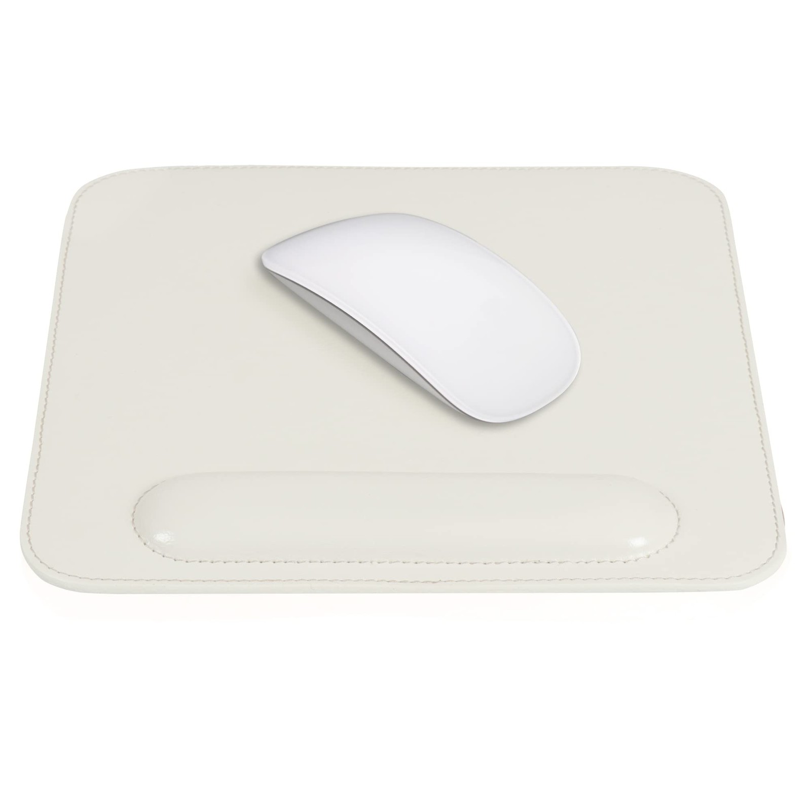 Londo Leather Mouse Pad with Wrist Rest Ergonomic Non-Slip White