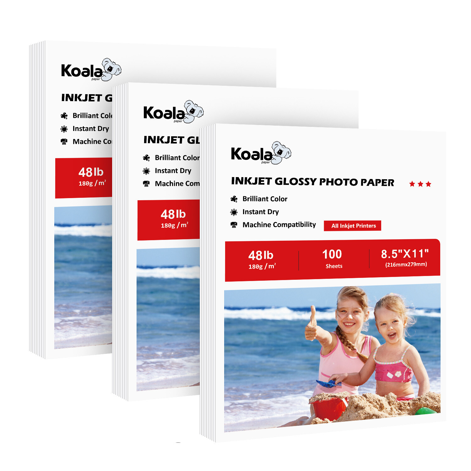 300 Sheets Koala Photo Paper 8.5 x 11 Glossy 48lb Inkjet Printer Epsn. HP Canon