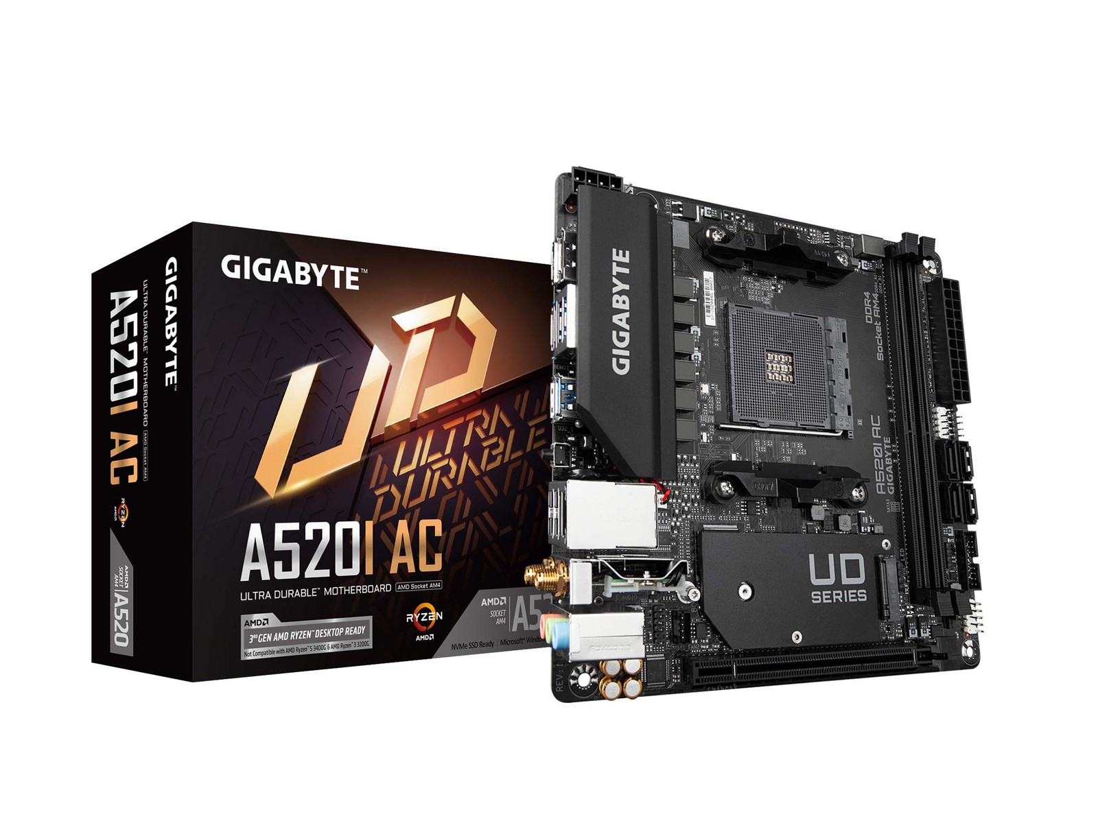 Gigabyte A520I AC AMD Ryzen AM4/MiniITX/Direct 6 Phases Digital PWM with 55A ...