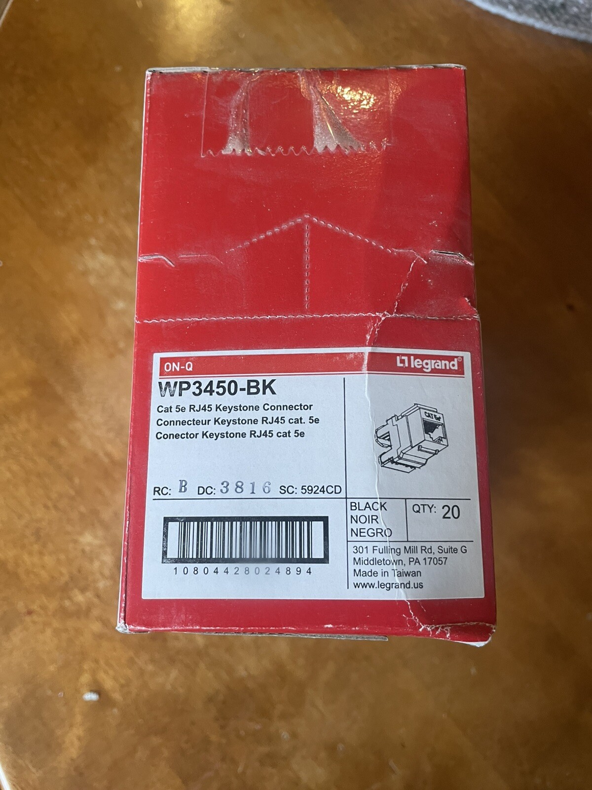 ON-Q LEGRAND WP3450-BK QUICK-CONNECT CAT5E CATEGORY 5E RJ45 KEYSTONE JACK, BLACK
