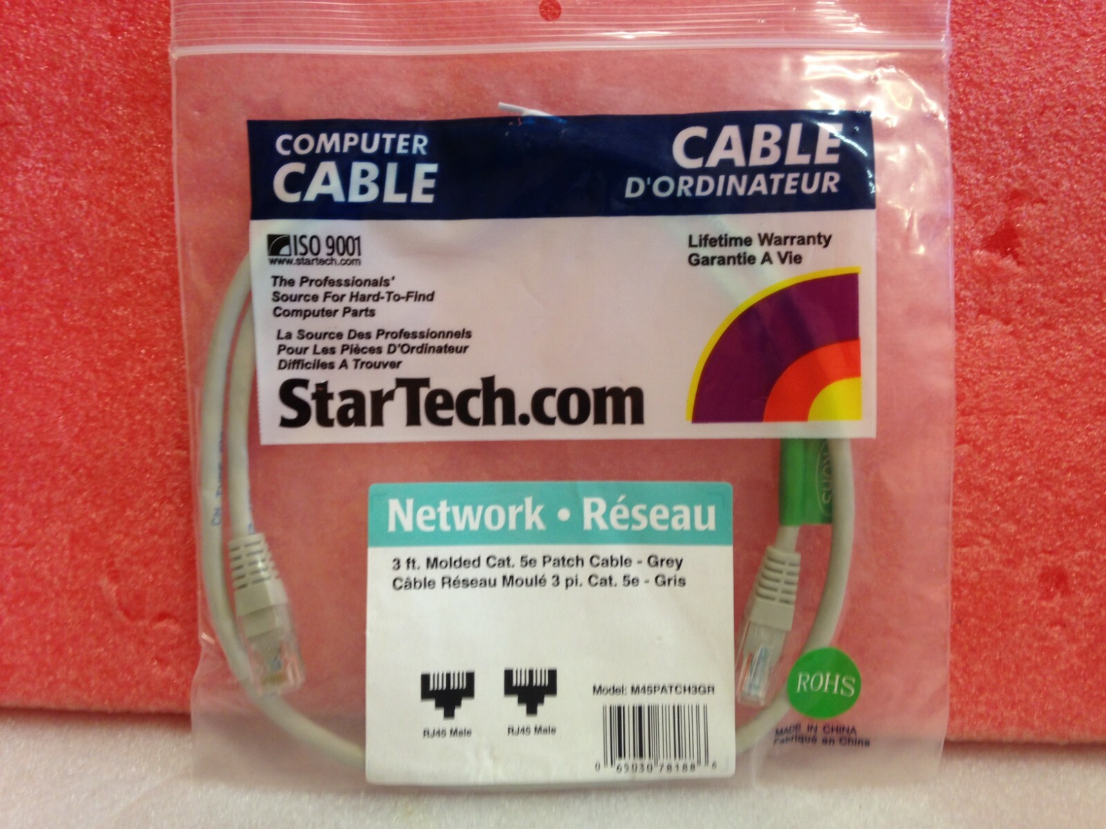10pcs StarTech.com  M45PATCH3GR 3 ft. Cat 5E Gray Network Cable iso9001   *ma25a