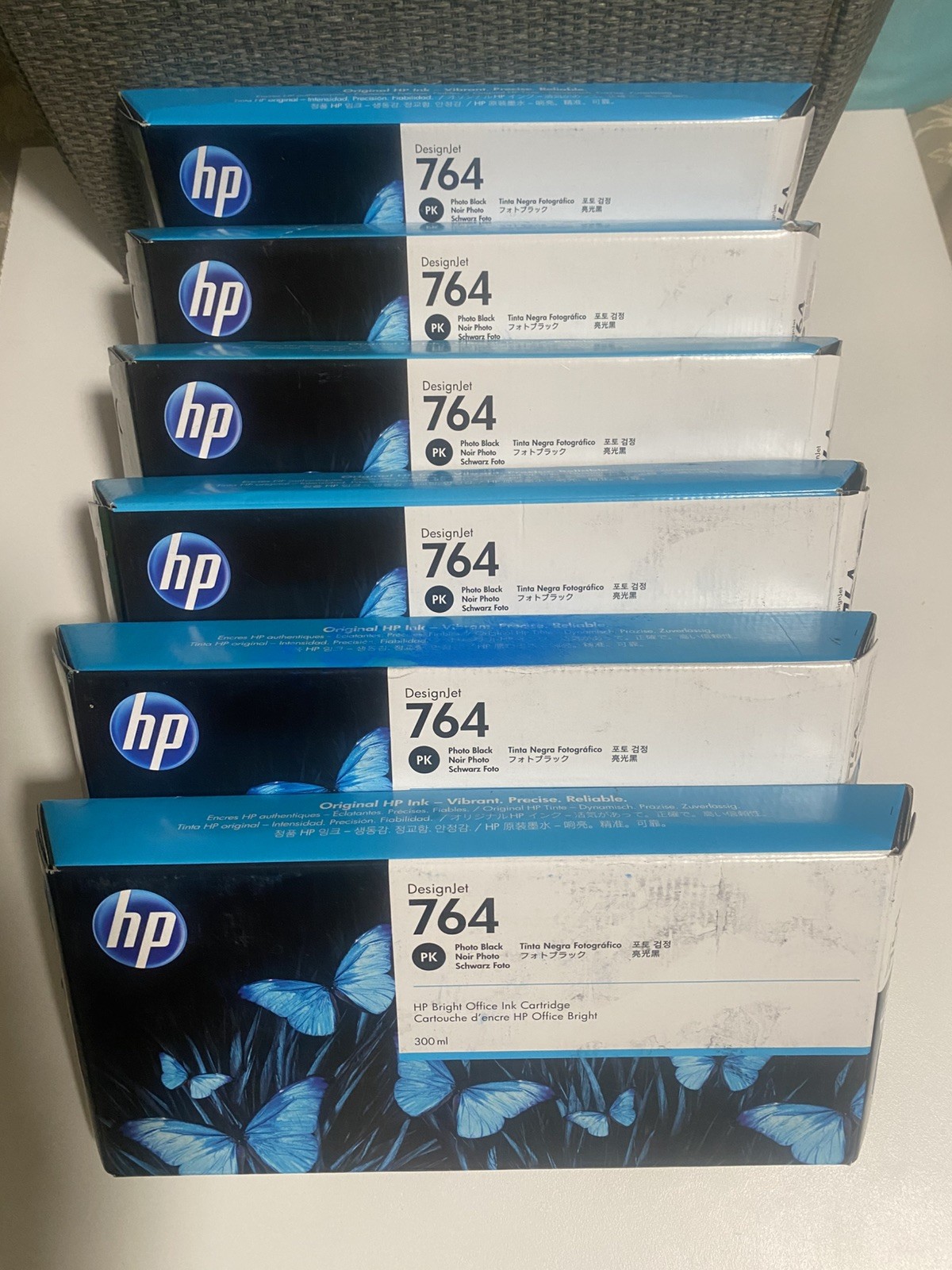 Bundle of 6x HP DesignJet 764 Photo Black 300ml Ink Cartridges, C1Q17A Brand New