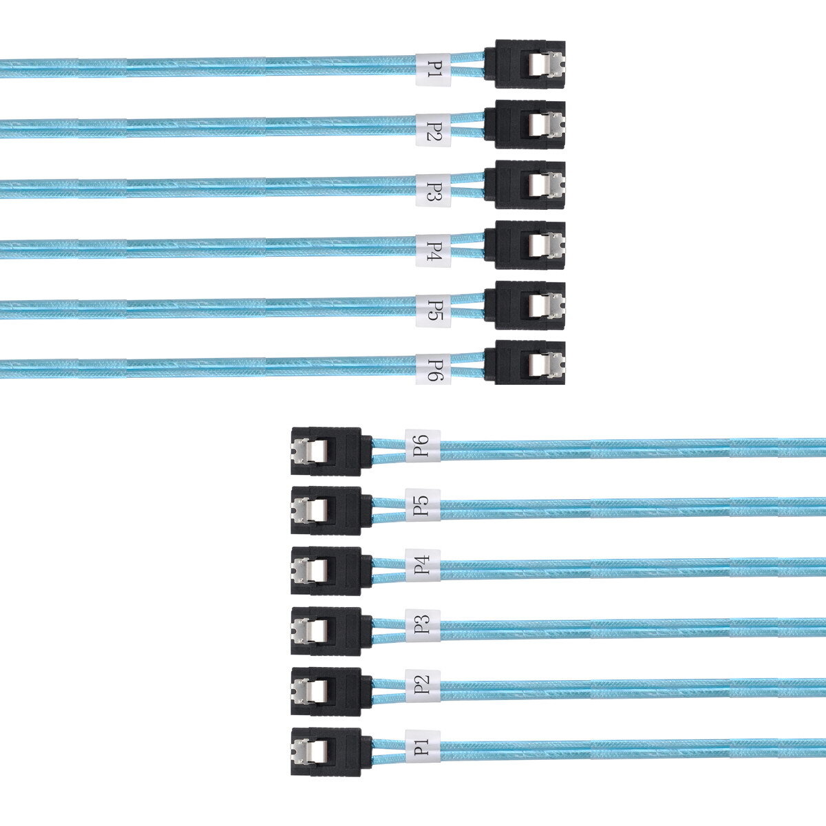 Cablecy 6 SATA 7pin to 6 SATA 7pin Target SSD Hard Disk 6Gbps Data Server Cable