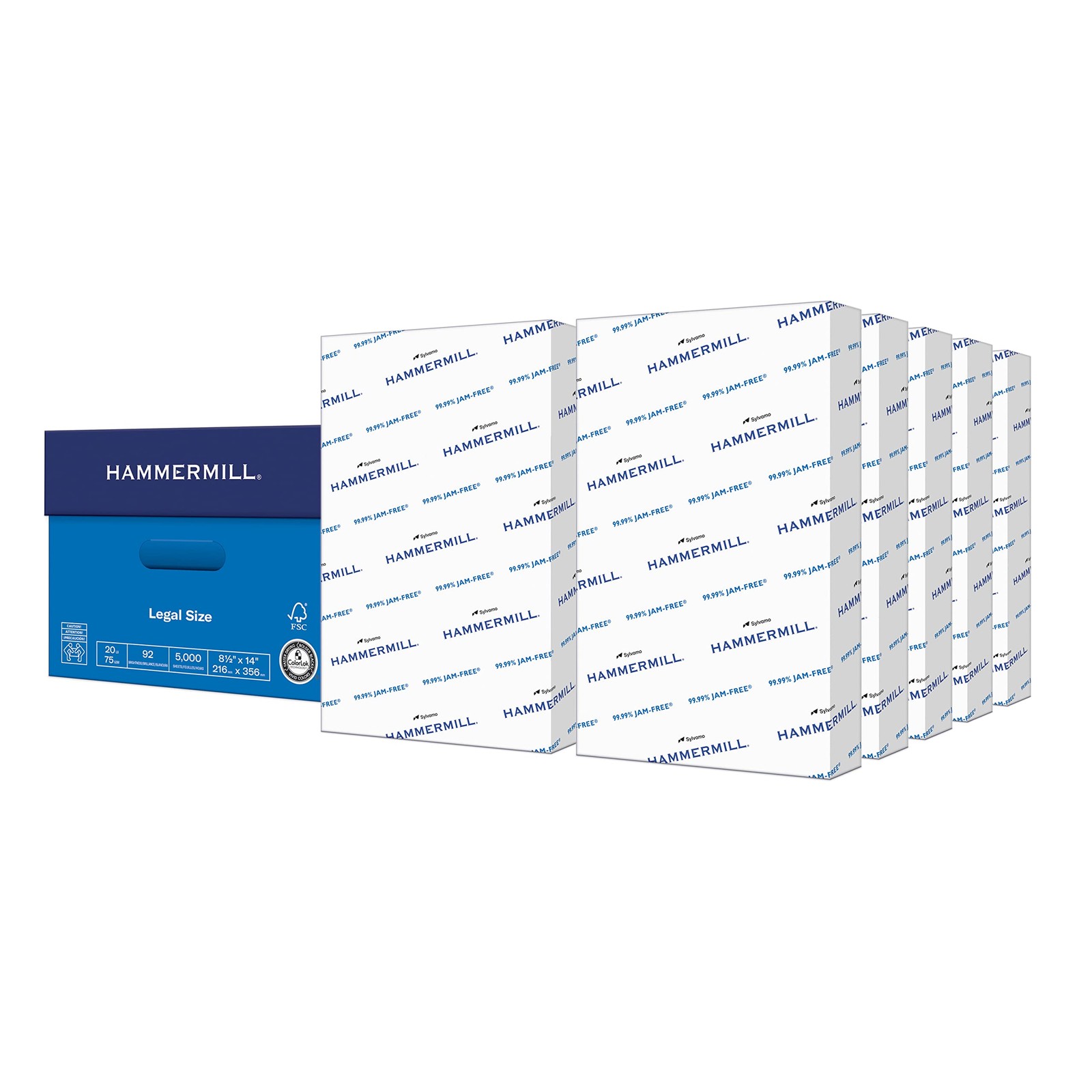 Printer Paper 20 lb Legal 8.5x14 10 Ream 5000 Sheets 92 Bright White USA Bulk