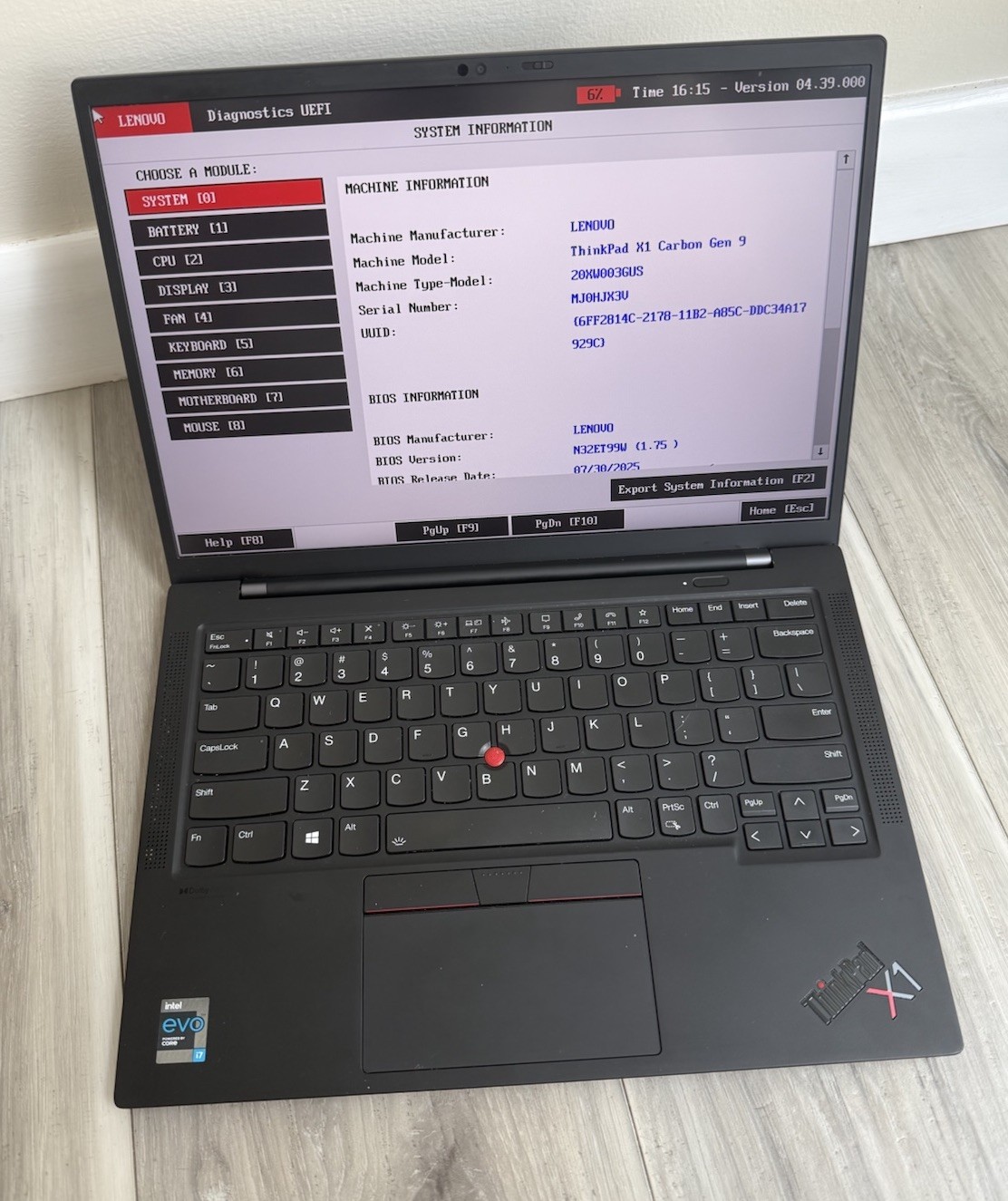 Lenovo ThinkPad X1 Carbon Gen 9 Intel i7-1165G7 16GB RAM NO SSD NO OS