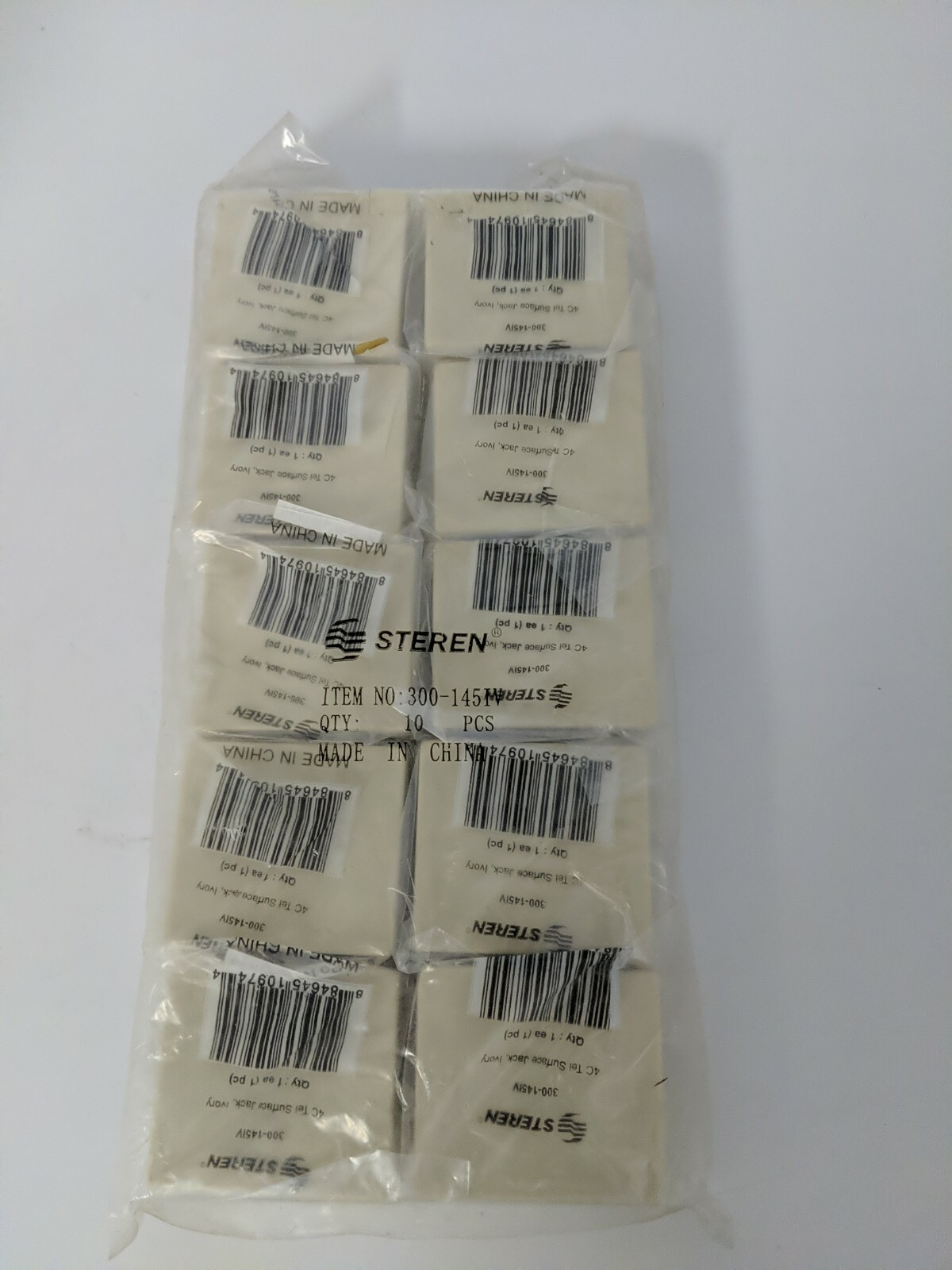 LOT OF 10 STEREN 300-145IV  4C  TEL SURFACE JACK IVORY  
