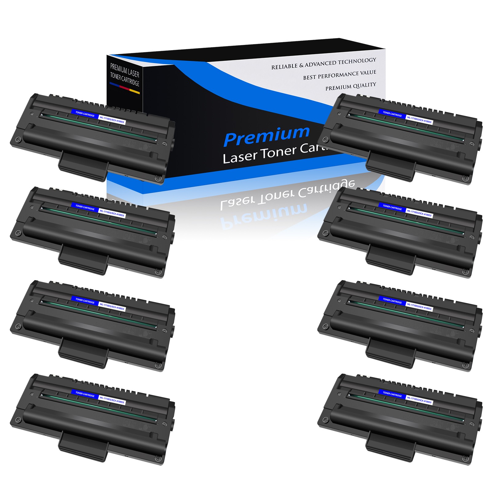 8PK ML1710 High Yield Toner Cartridge For Samsung ML-1710D3 ML-1740 ML-1750 BK