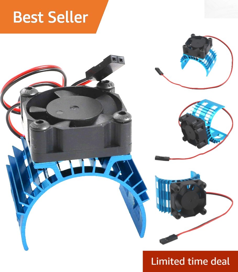 Lightweight Blue Alloy Heatsink & Fan Combo for 1/10 RC Motor Cooling - 540/3650