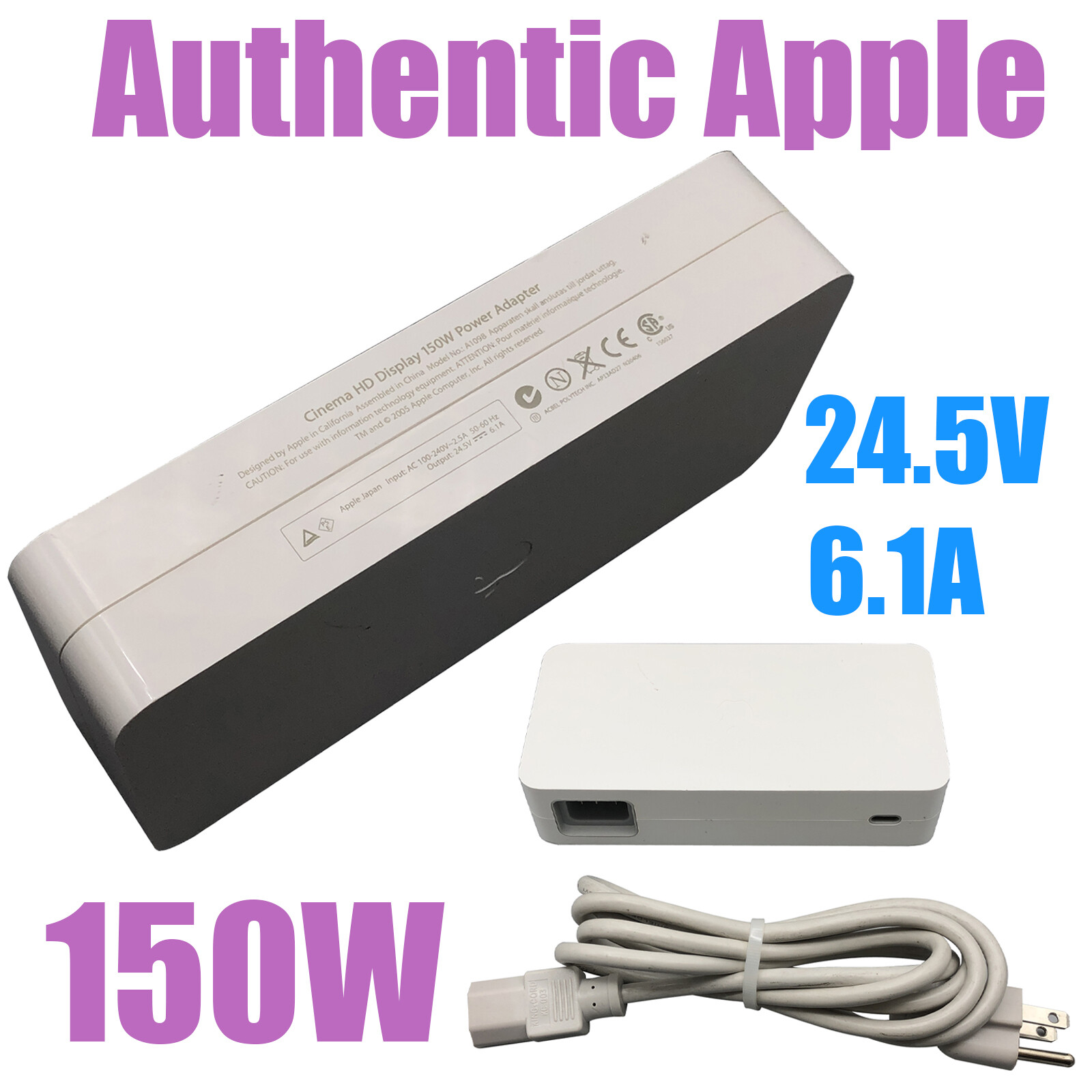 Genuine A1098 Apple Power Supply Adapter 150W For Cinema HD Display Monitor w/PC