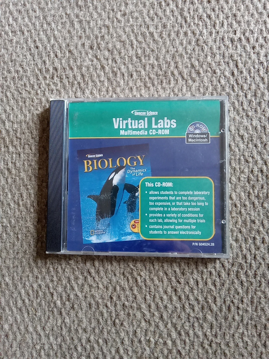 GLENCOE SCIENCE VIRTUAL LABS BIOLOGY THE DYNAMICS OF LIFE MULTIMEDIA PC CD-ROM