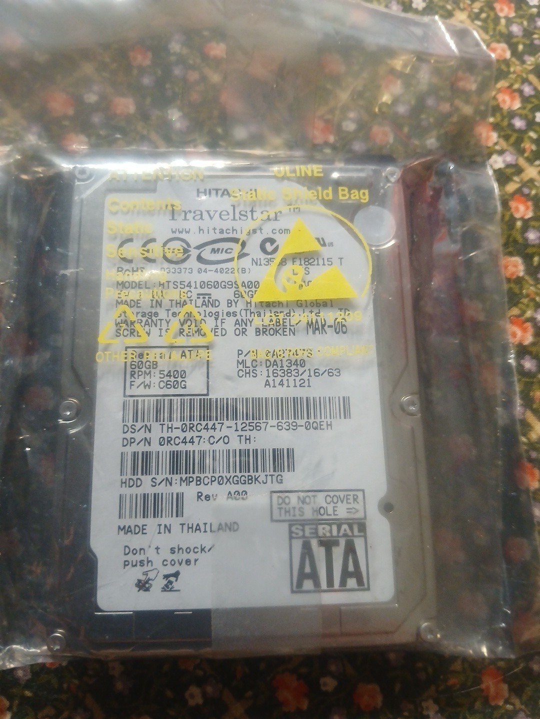 HITACHI Travel Star 5K100 Hard Drive 60GB HTS541060G9SA00 5400 RPM
