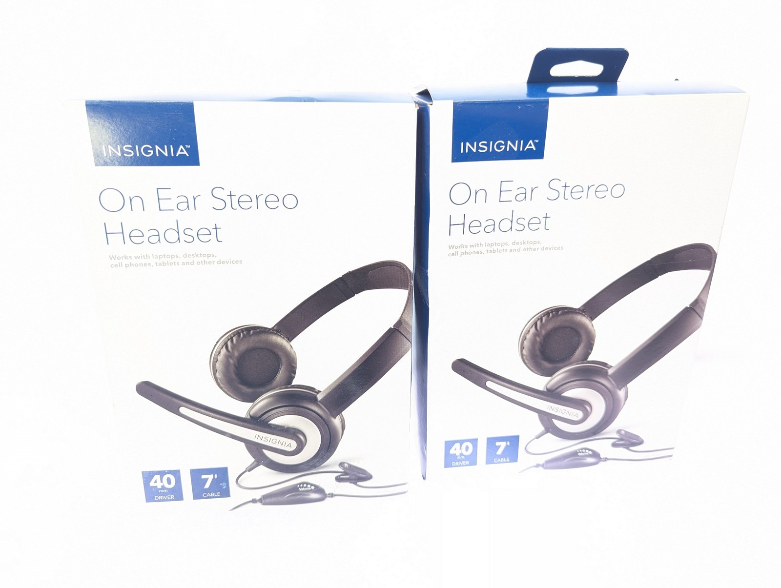 2x Insignia On-Ear Wired Stereo Headset NS-PAH5205 - PACK OF 2 - Black
