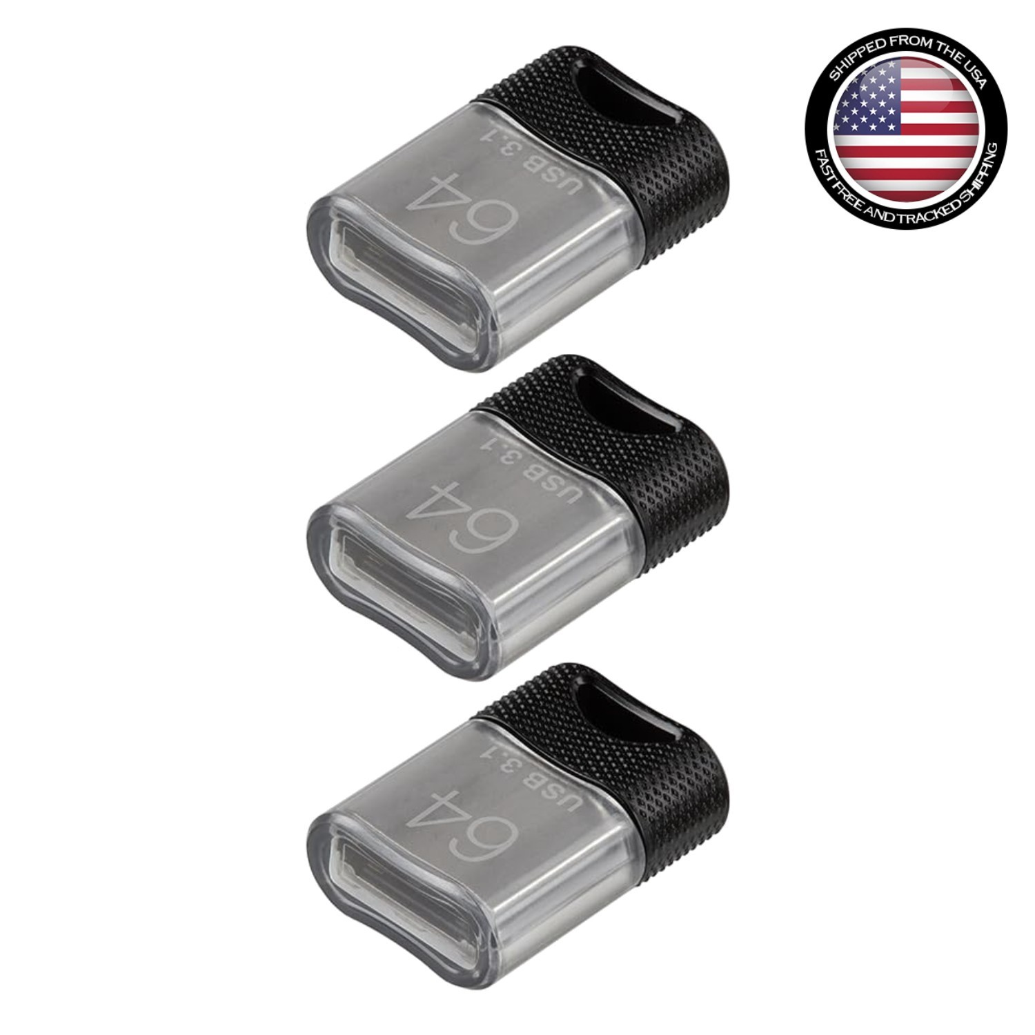 USB Flash Drive 64GB 3-Pack Elite-X Fit USB 3.1 Portable Data Storage High-Speed
