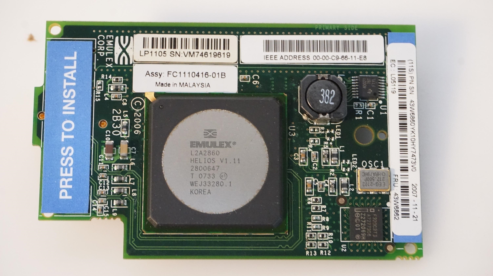 IBM 43W6862/43W6860 8251 EMULEX 4GB FC FIBRE CHANNEL CFFV EXPANSION CARD