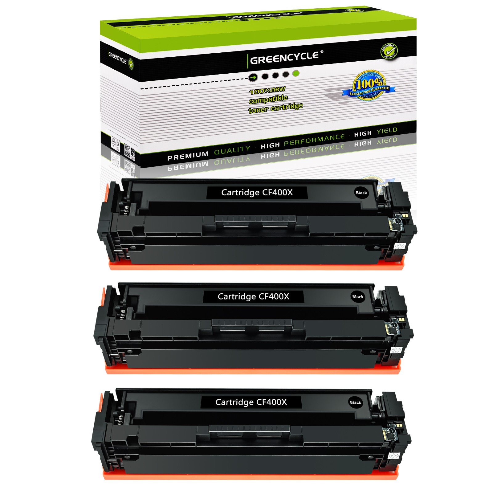 3PK 201X CF400X BK High Yield Color Toner Fits For HP LaserJet M277n M252 M252n