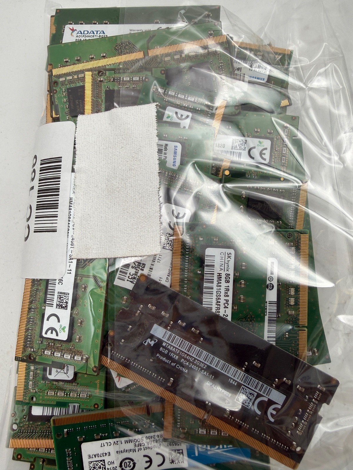 LOT OF 50 RAM STICKS-Mixed Brand 8GB 1Rx8 DDR4-2400 (8GBX50=400GB TOTAL)