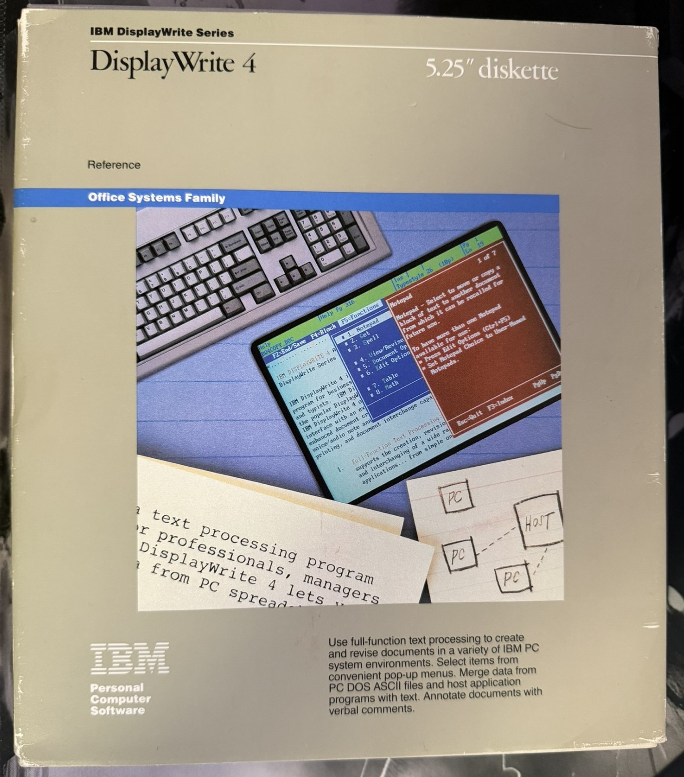 1986 IBM DISPLAYWRITE 4 Word Processor Manual Binder Box 5 Floppy Disks Complete