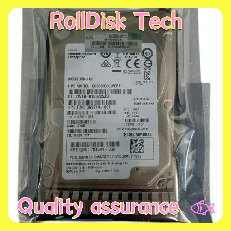 NEW HPE 872475-B21 872735-001 300GB 12G SAS 10K SFF 2.5" DC SC HDD Hard Drive