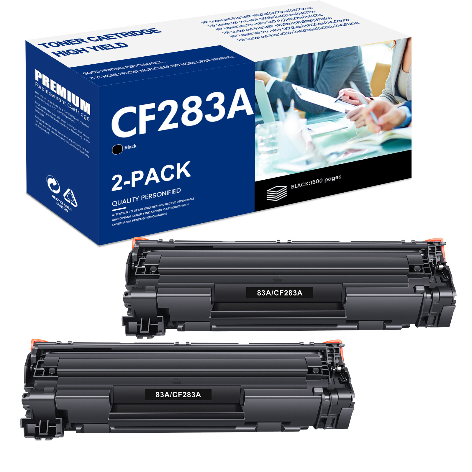 2PK CF283A BK Toner Cartridge for HP 83A LaserJet Pro M125nw M127fw M127fn MFP