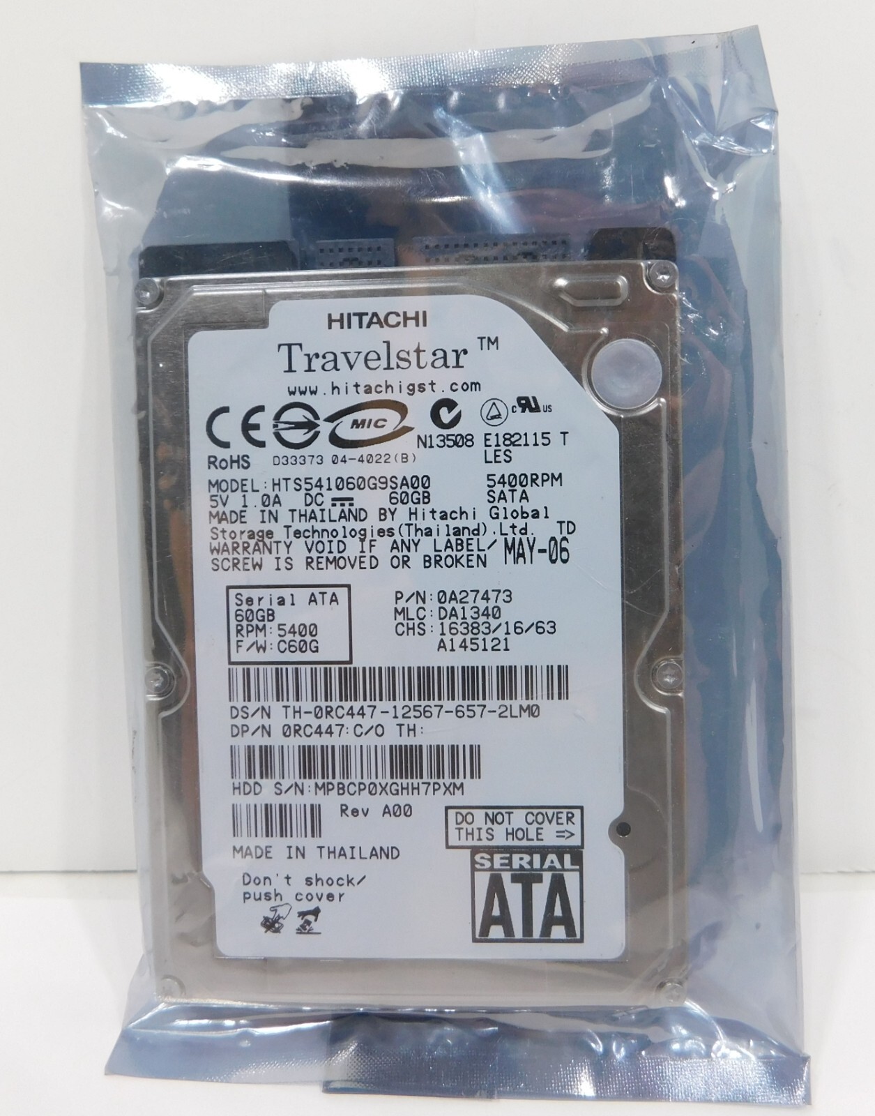 HITACHI Travel Star 5K100 Hard Drive 60GB HTS541060G9SA00 5400 RPM