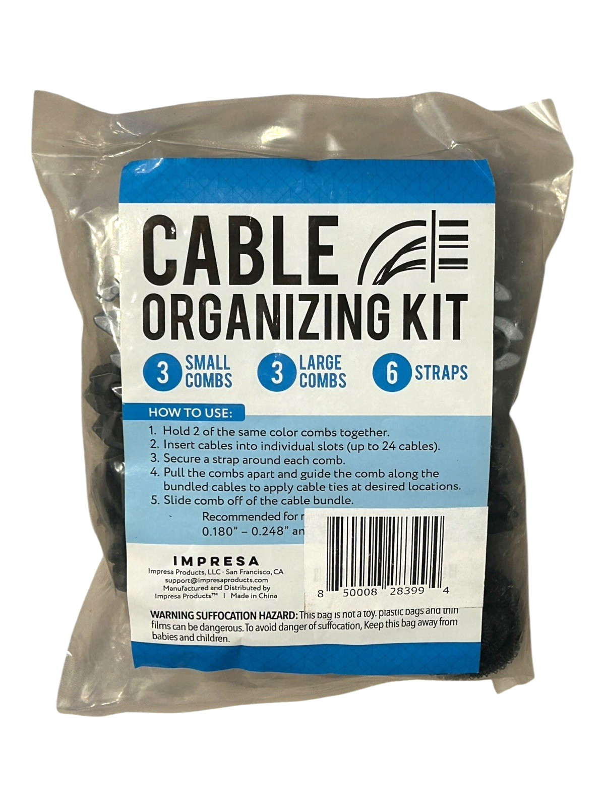 12 Piece Cord Management & Organizer Kit - Organizes & Holds up to 24 Cables