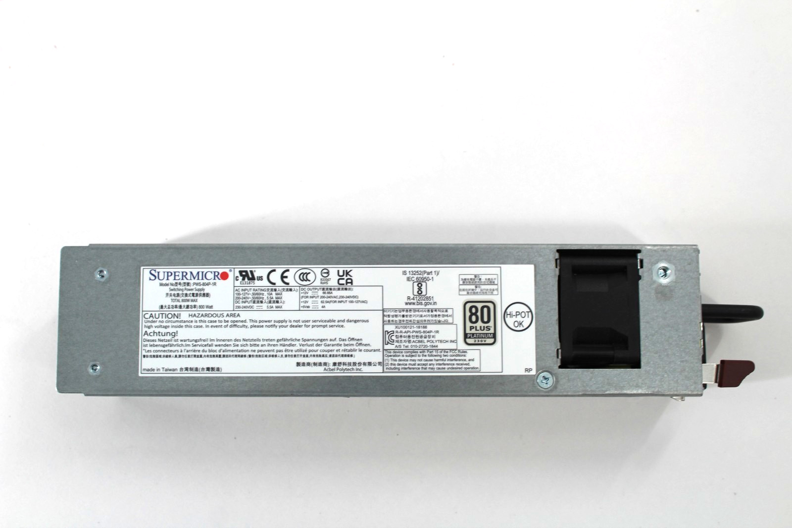 Supermicro 800W Platinum Redundant Power Supply 100-240VAC PWS-804P-1R