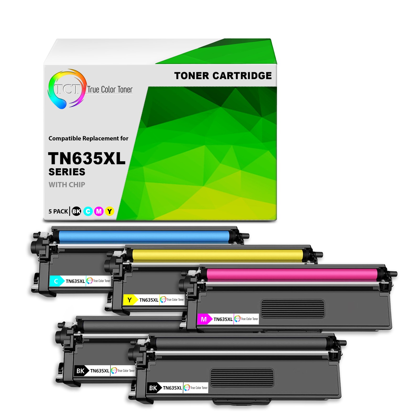 TCT Compatible BCMY Toner Cartridge Replacement for Brother TN635XL – 5-Pack
