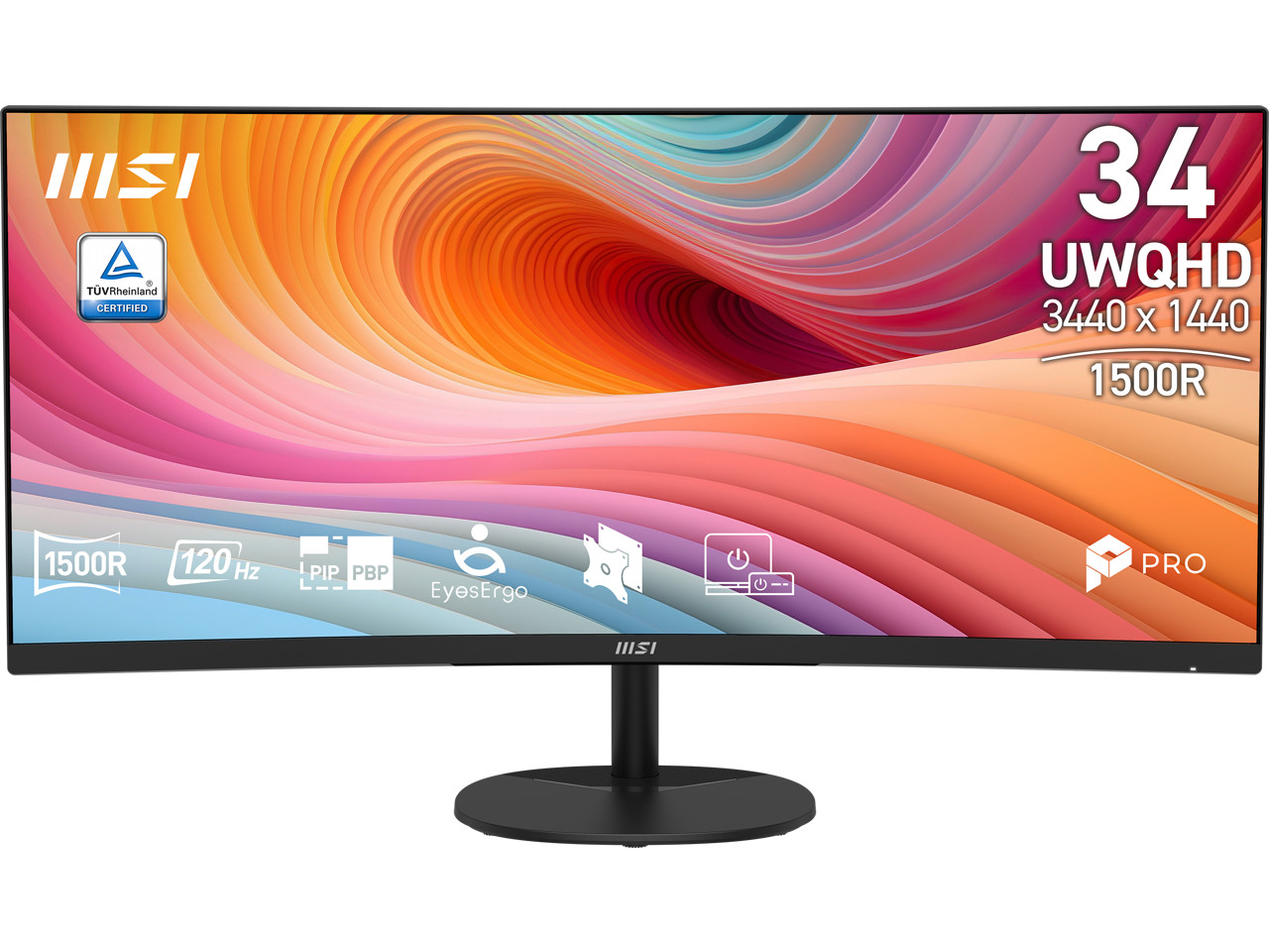MSI PROMP341CQE12 34" VA UWQHD 120Hz Monitor HDMI DP Black