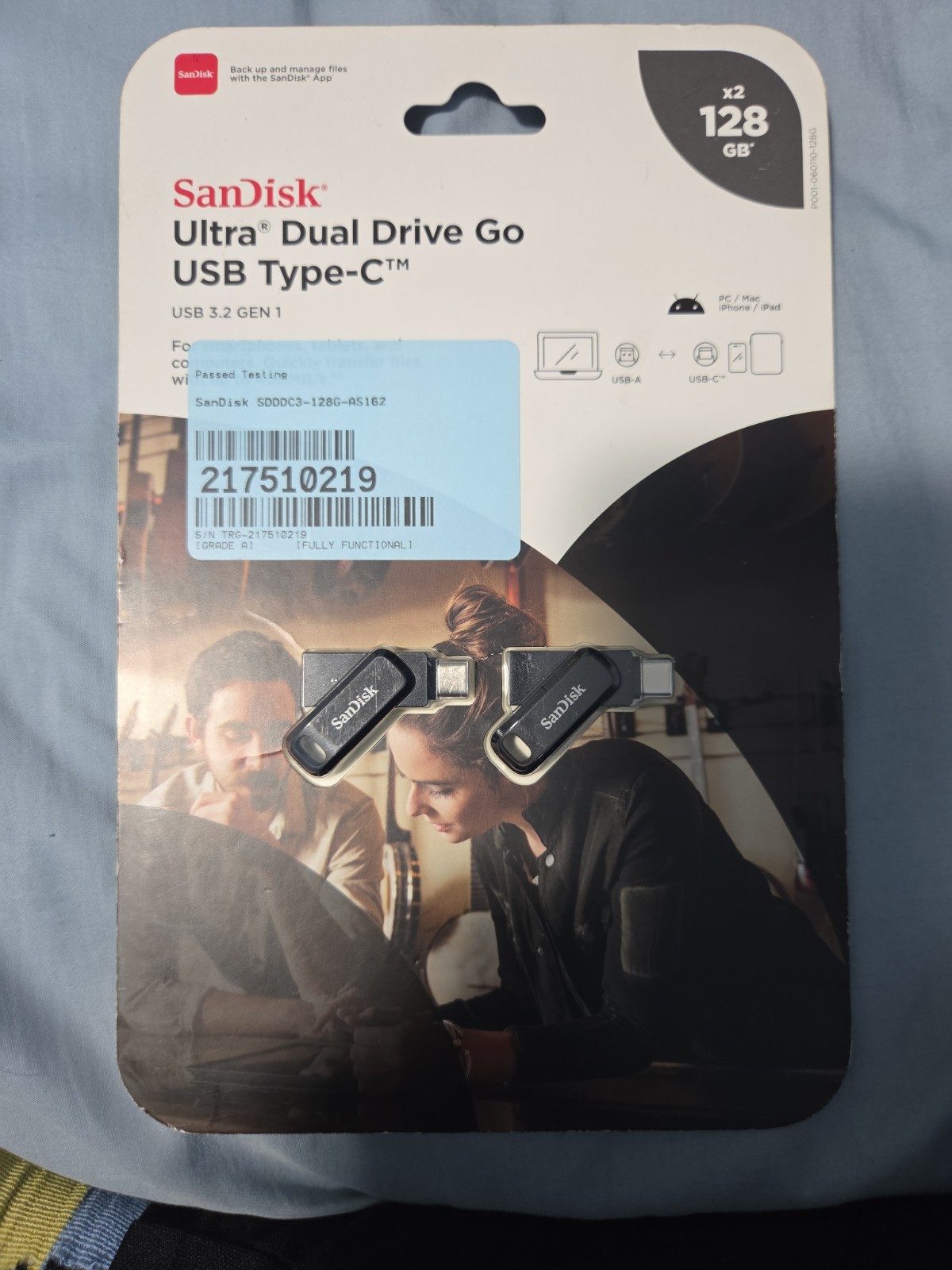 New SanDisk Ultra Dual Drive Go 2x 128GB USB-A/USB-C Flash Drive USB 3.2 GEN 1
