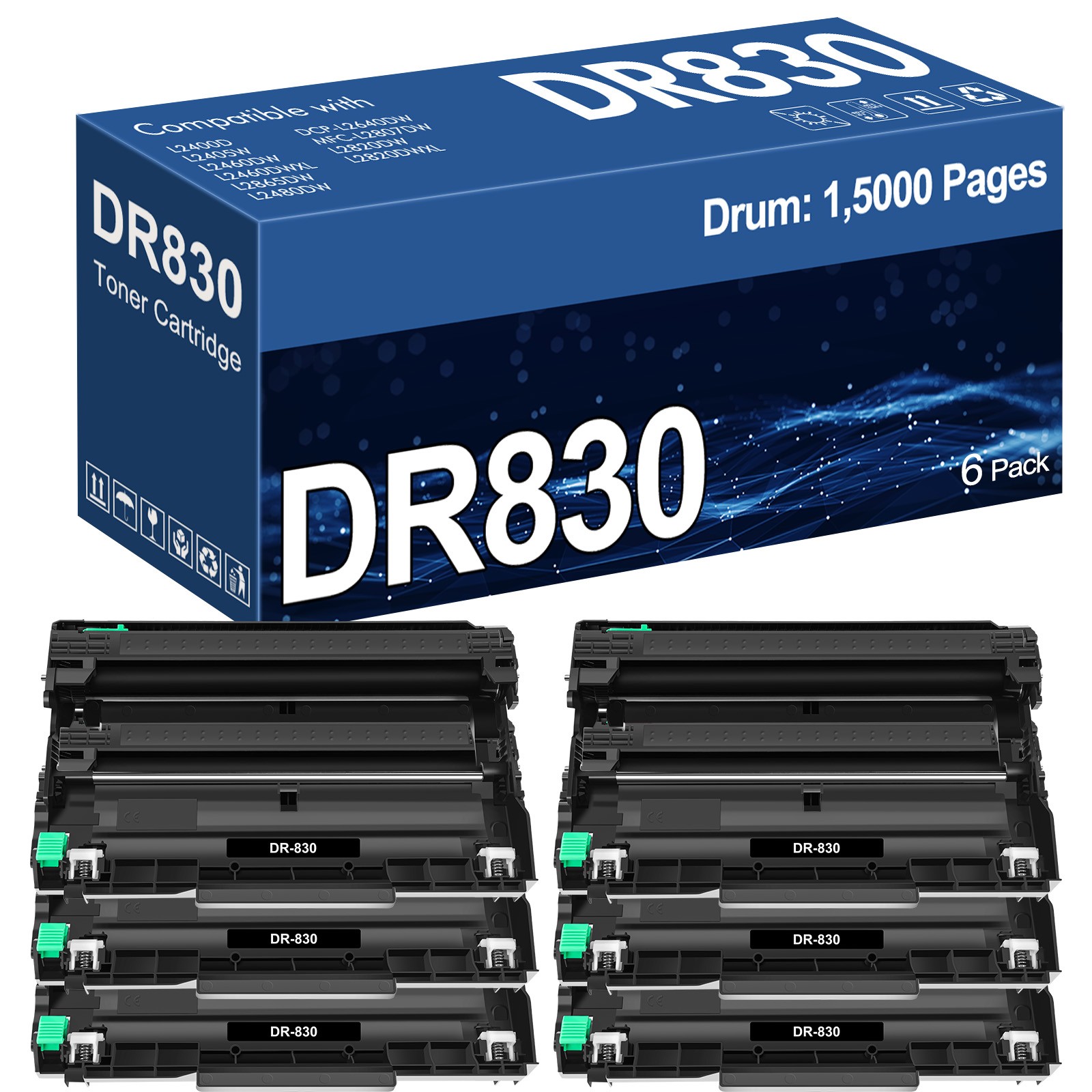 6PK DR830 Drum Unit Replacement for Brother HL-L2460DW HL-L2460DWXL HL-L2465DW