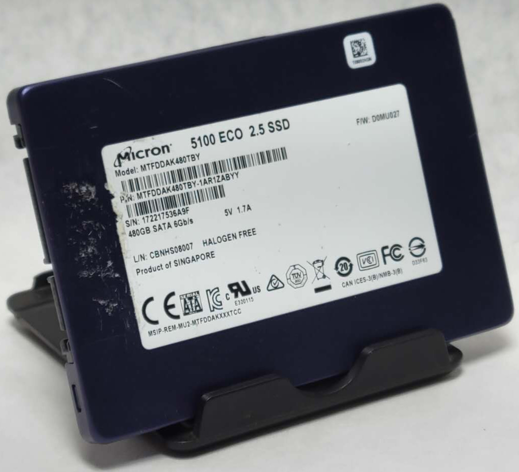 Micron 5100 ECO 480GB 2.5" SATA SSD SOLID STATE MTFDDAK480TBY 94% HEALTH