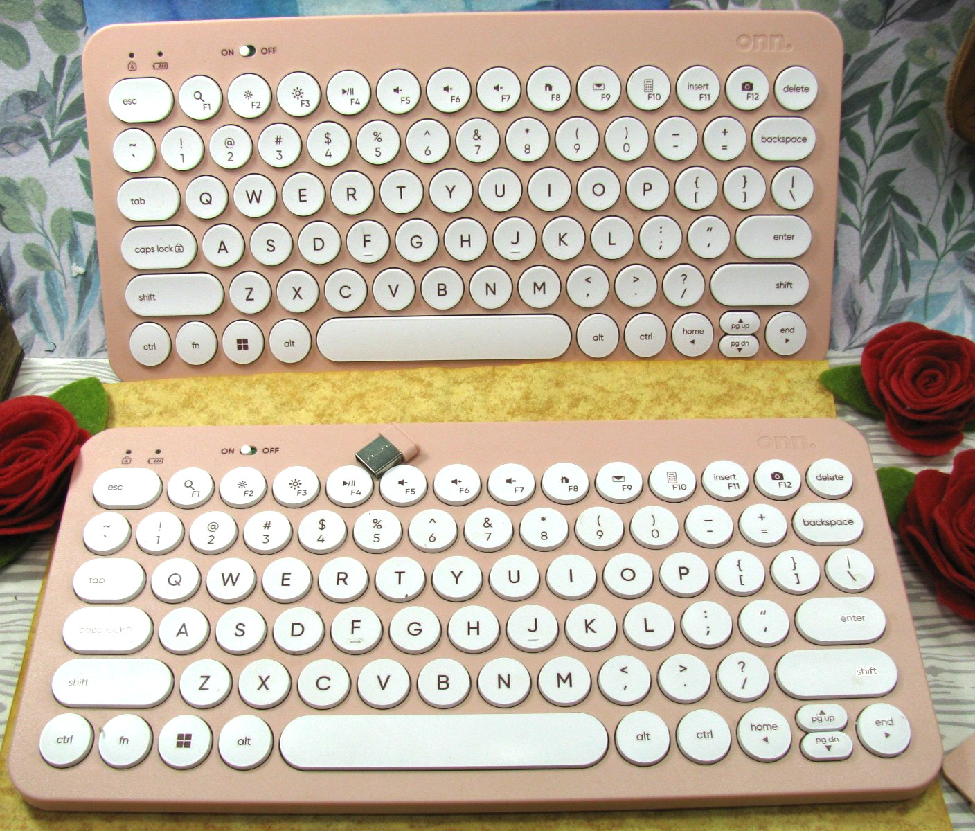 A Pair of ONN Compact Wireless Keyboards, 2-AAA, USB Dongles, Tested, CLEARANCE