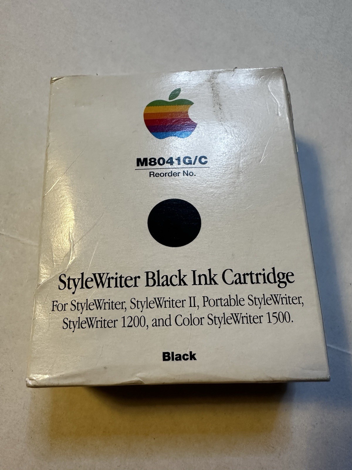 Vintage Apple StyleWriter Black Ink Cartridge M8041G/C Rainbow Logo