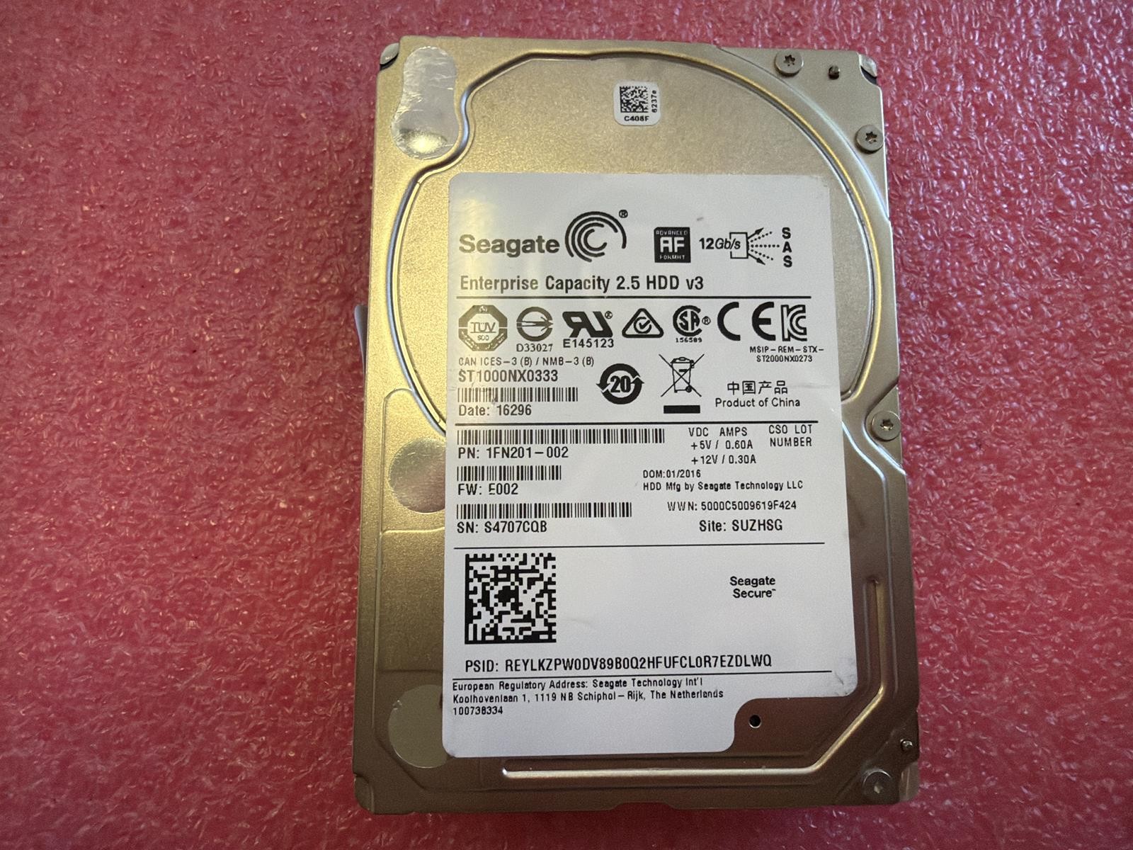 SEAGATE ST1000NX0333 1TB 2.5 SAS HDD