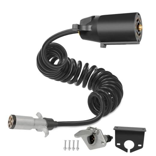 CT015 Trailer Adapter, 7 Pin to 6 Pin Trailer Light Adapter Long Black1