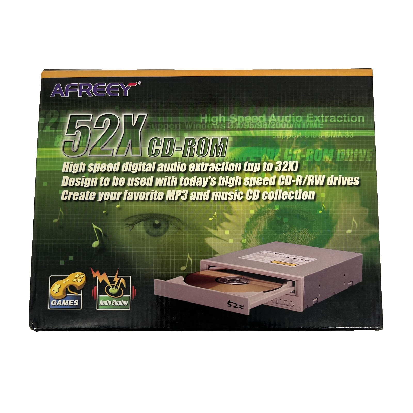 AFREEY 52X CD-ROM Drive IDE High Speed Audio Extraction PC Windows 95/98/2000