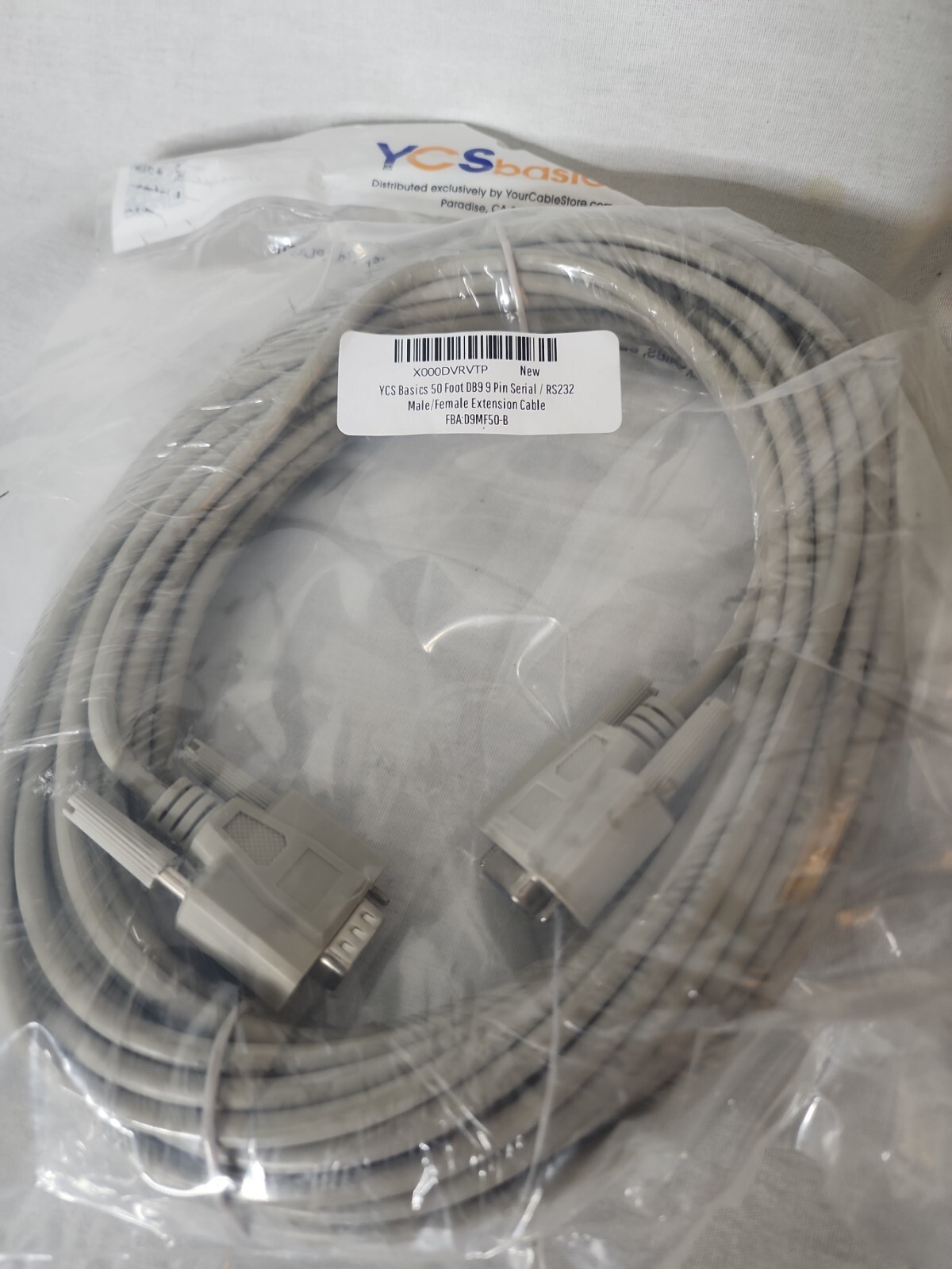  DB9 DB 9 9-Pin RS-232 Male to Female M/F Serial Extension Cable 50ft