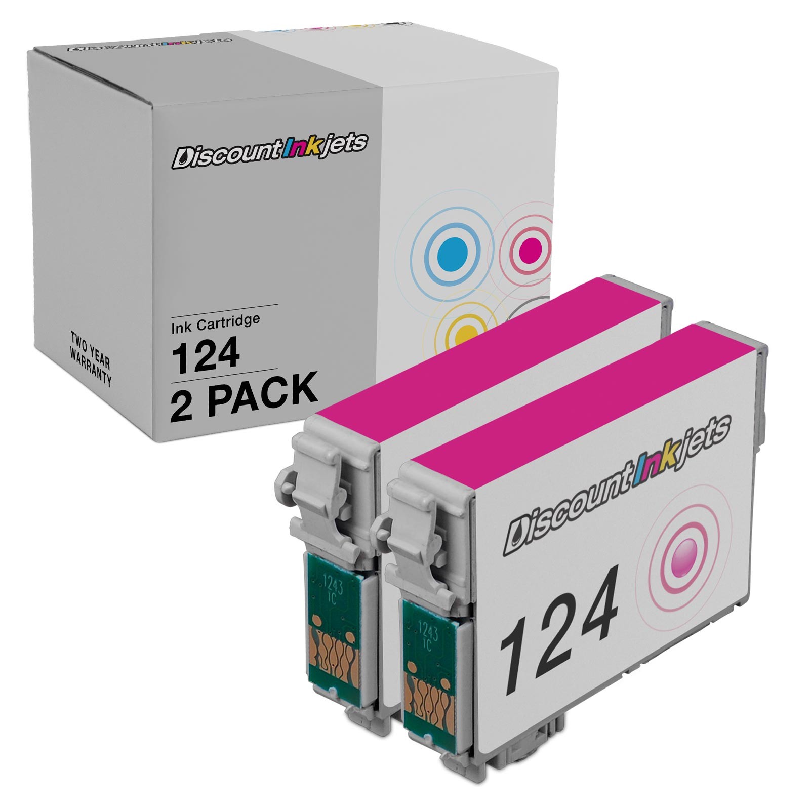 2pk MAGENTA T124320 T1243 ink cartridge for 124 Epson Stylus NX420 NX125 NX430