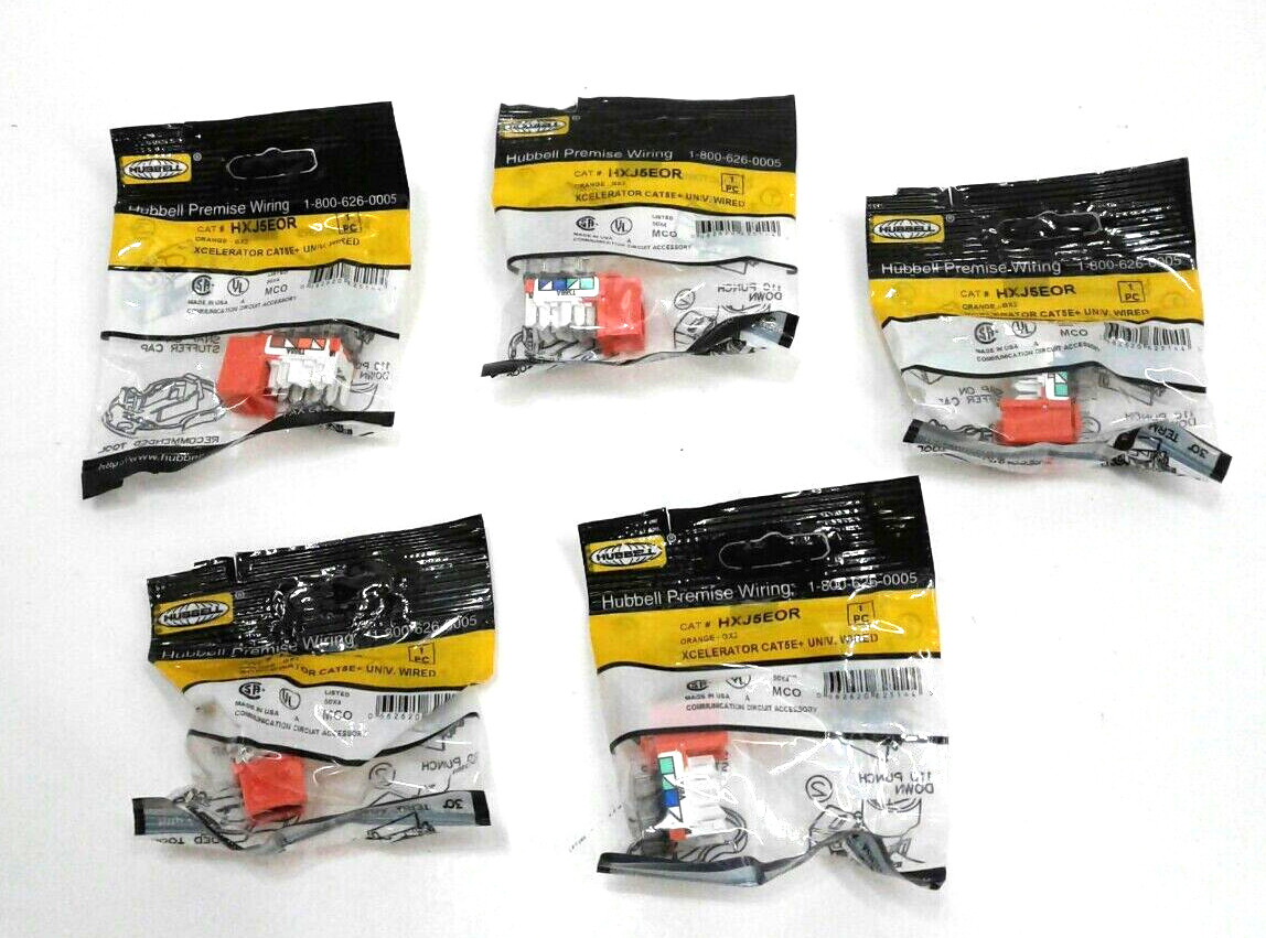 Hubbell Premise Wiring HXJ5EOR Orange GX2 Xcelerator CAT5E+ Univ. Wired Qty 5