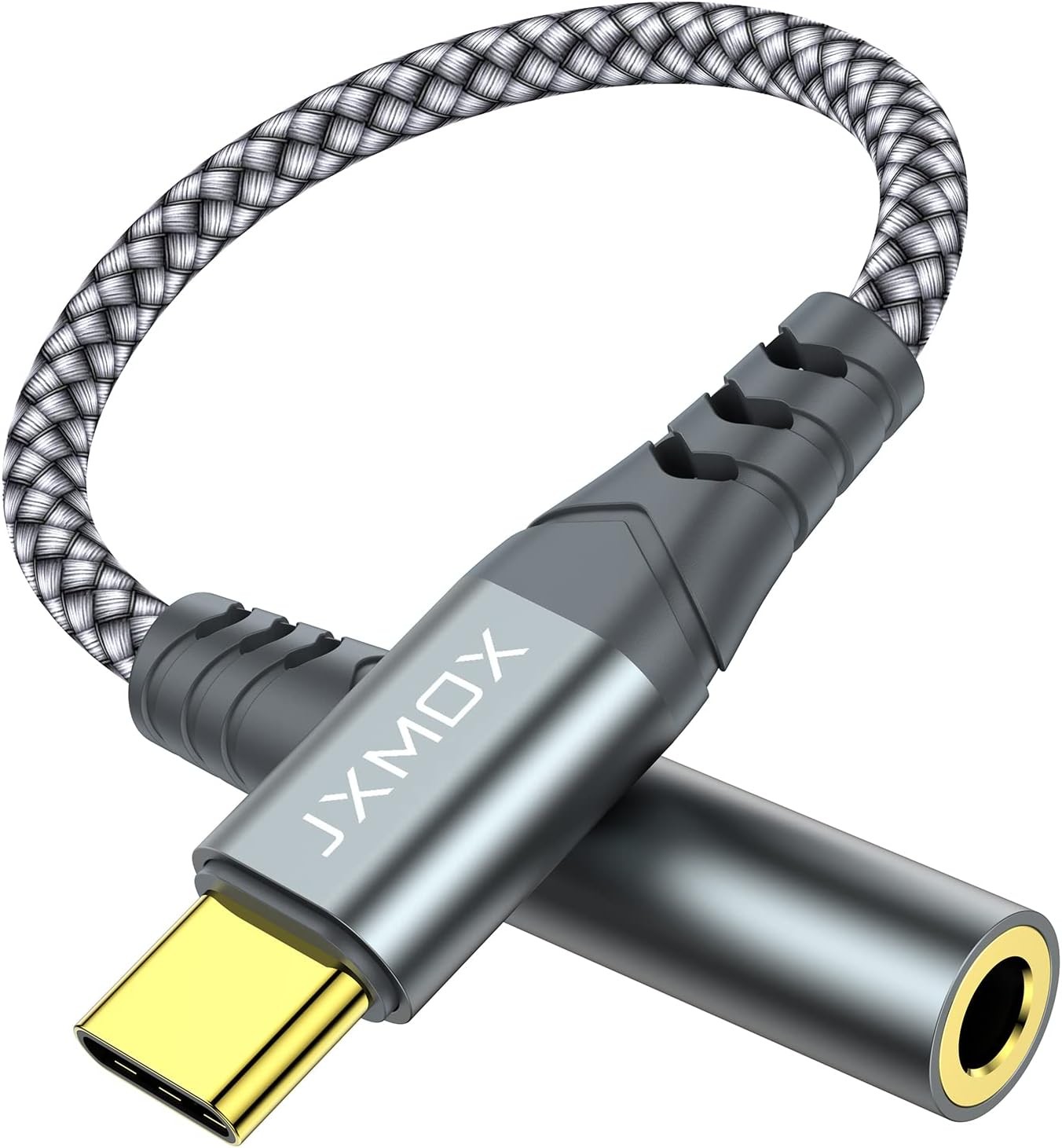 JXMOX USB Type C to 3.5mm Female Headphone Jack Adapter, C 1-Pack, Grey 