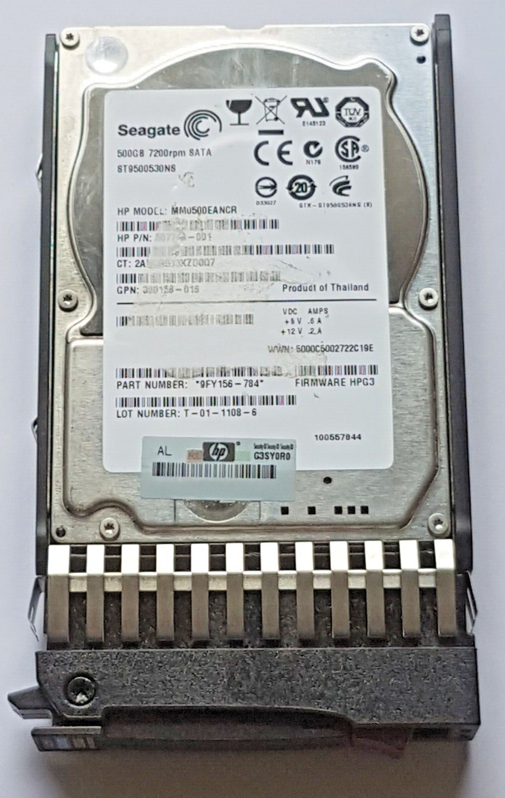 500GB SATA Seagate ST9500530NS/MM0500EANCR PN 9FY156-784 7.2K 32MB 2.5" + caddy