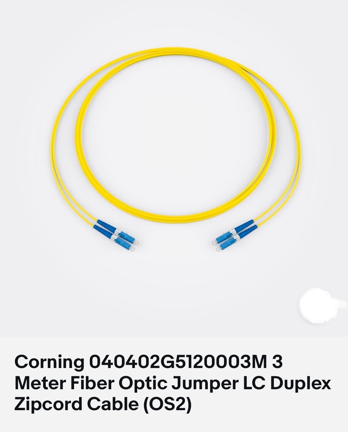 Corning 040402G5120003M 3 Meter Fiber Optic Jumper LC Duplex SINGLE-MODE (OS2)