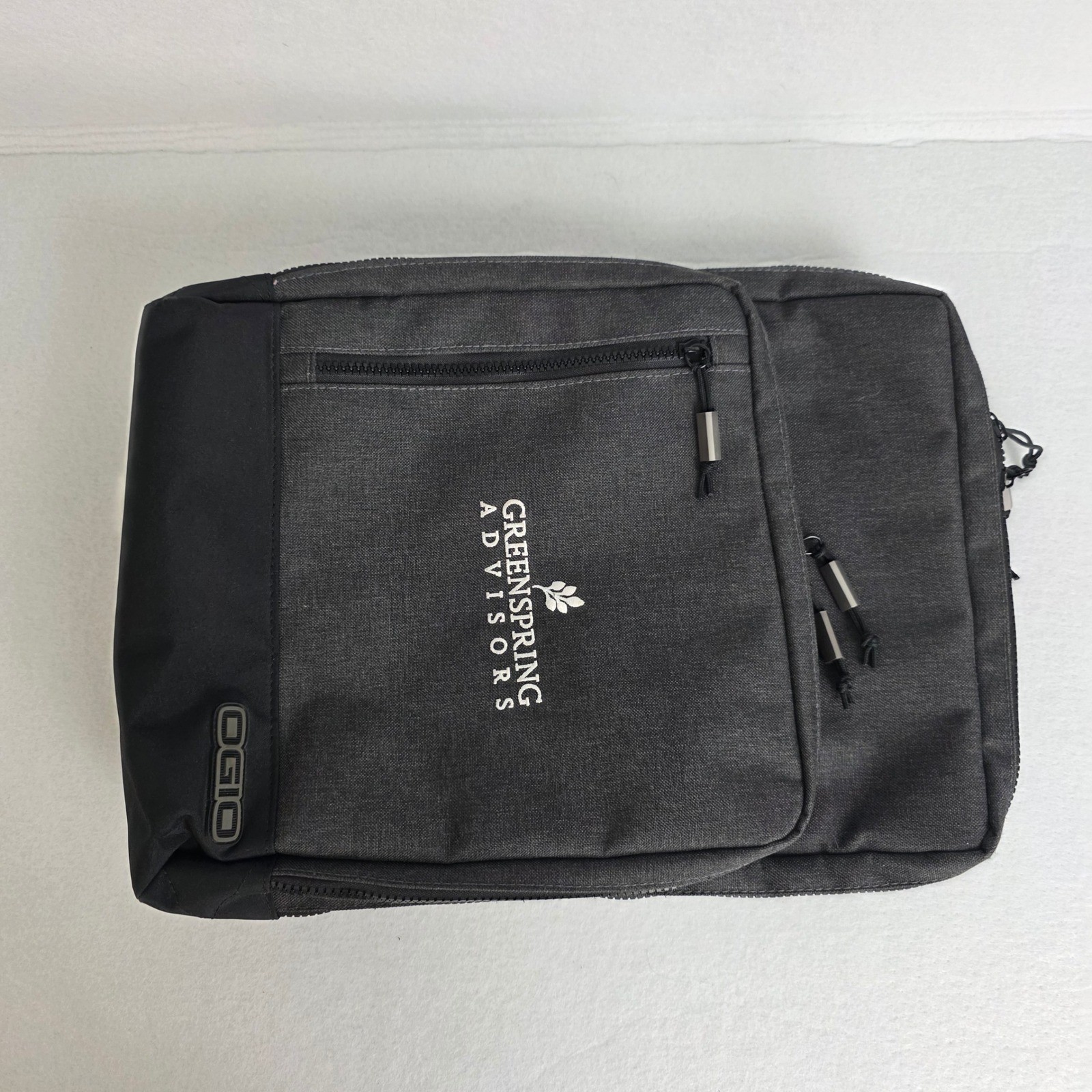 OGIO Sly Slim Laptop Backpack Gray Heather Commuter Bag Corporate Logo