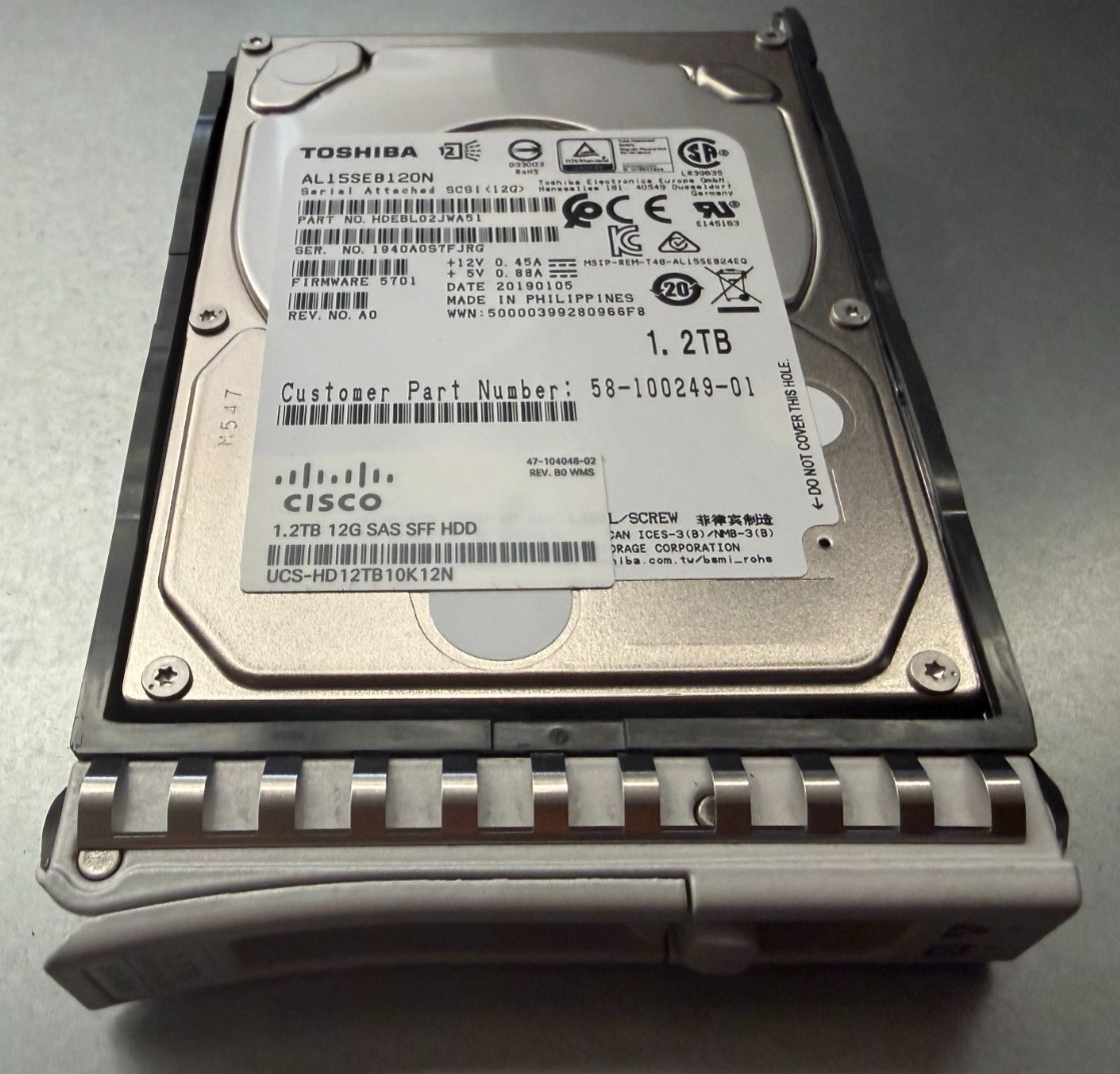 Toshiba 1.2TB 2.5" SAS HDD AL15SEB120N / Cisco UCS-HD12TB10K12N