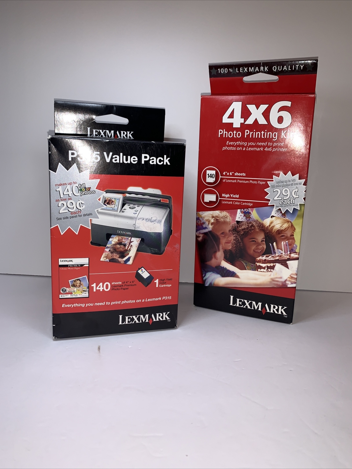 Lexmark P315 Printer Lot Includes 2 Color Cartridge, 280 Sheets 4"X6" Pic Paper