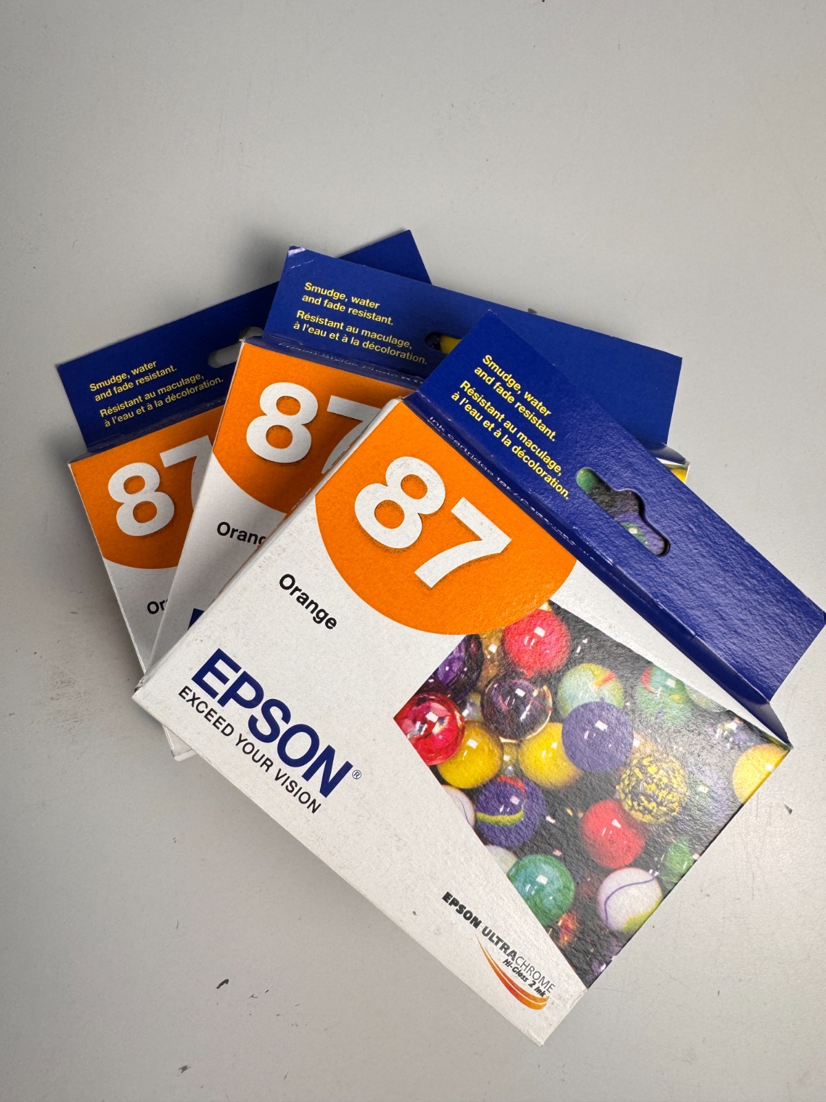 Epson T087921 87 Orange Ink Cartridge OEM 3-Pack New