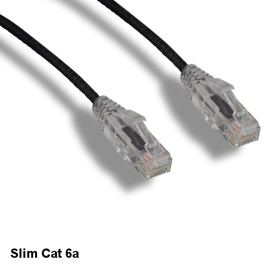Kentek Black 25ft Ultra Slim Cat6A Patch Cable 28AWG UTP Snagless Ethernet RJ45